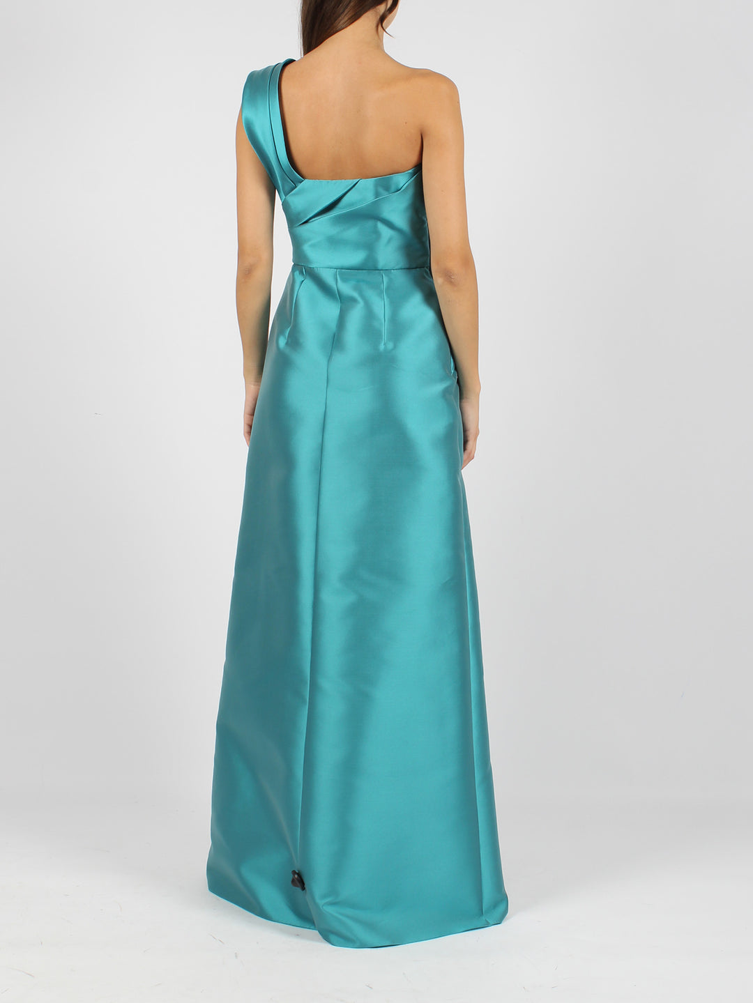 Mikado long one-shoulder dress