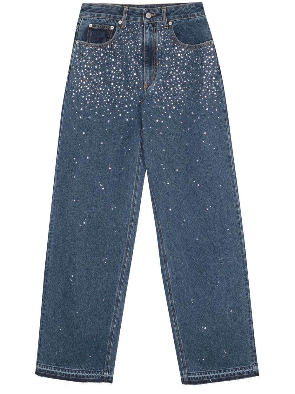 Wide leg jeans with rhinestones