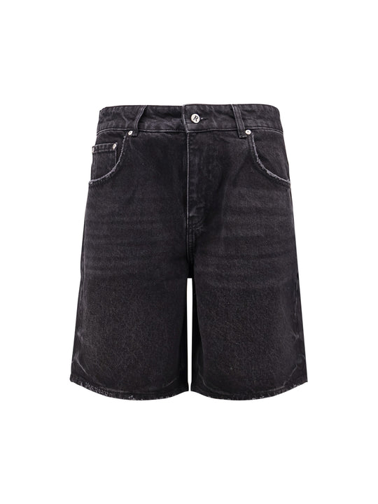 Tailored Stone-Washed Denim Bermuda Shorts