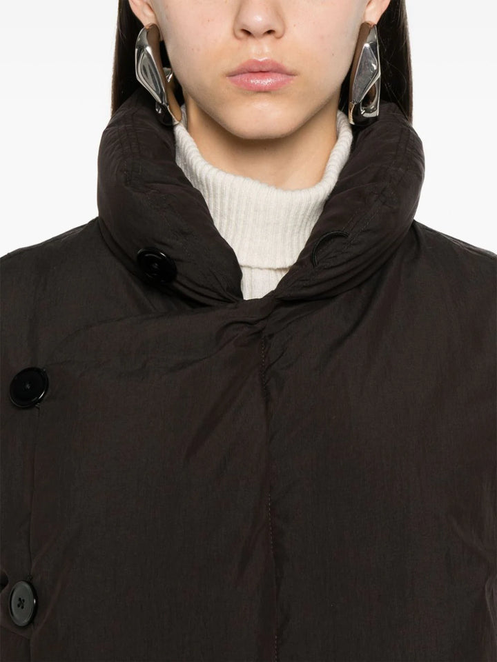 Down jacket with raised collar