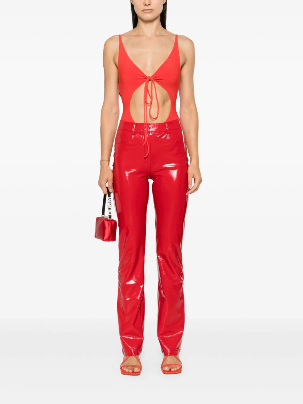 High-waisted flared trousers