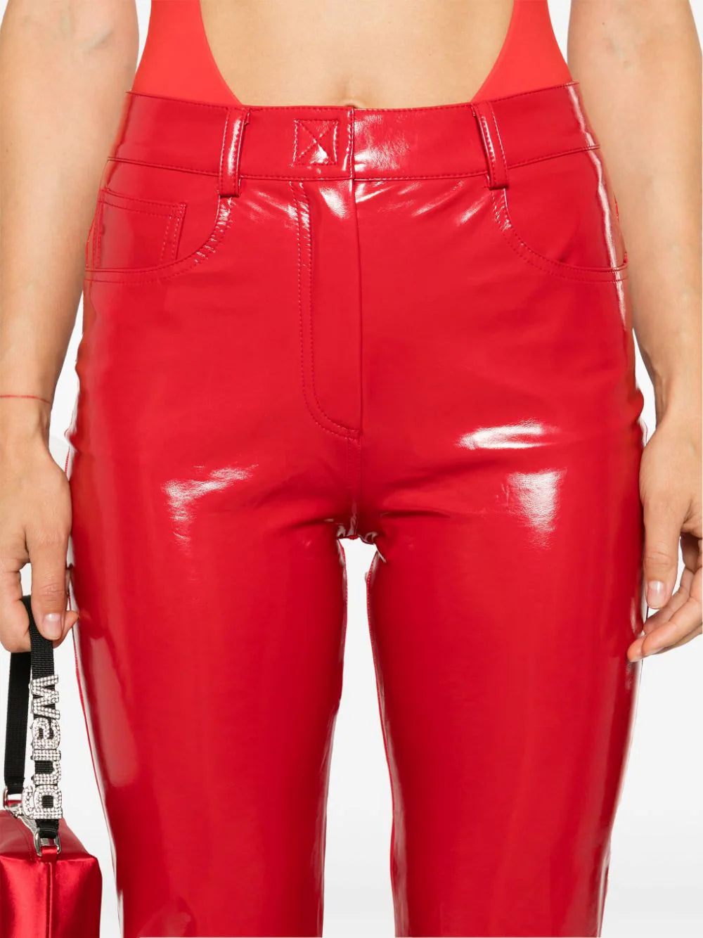 High-waisted flared trousers