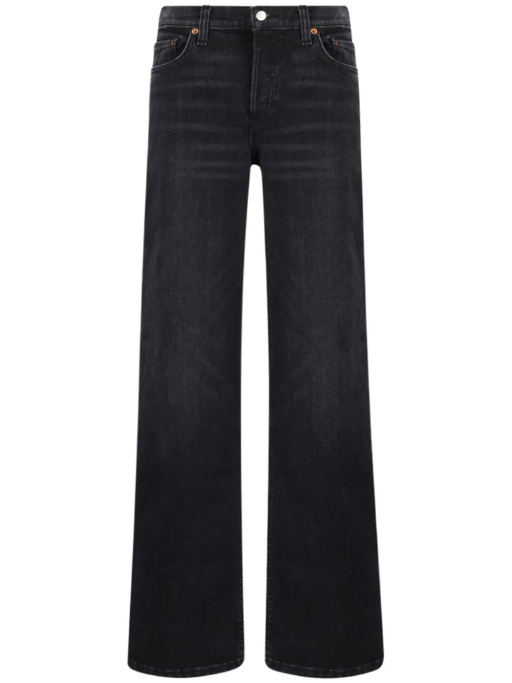 Wide leg jeans with patch