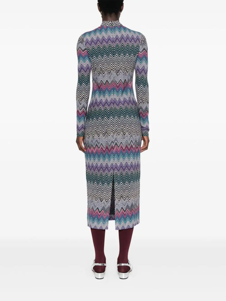 Midi dress with zigzag pattern