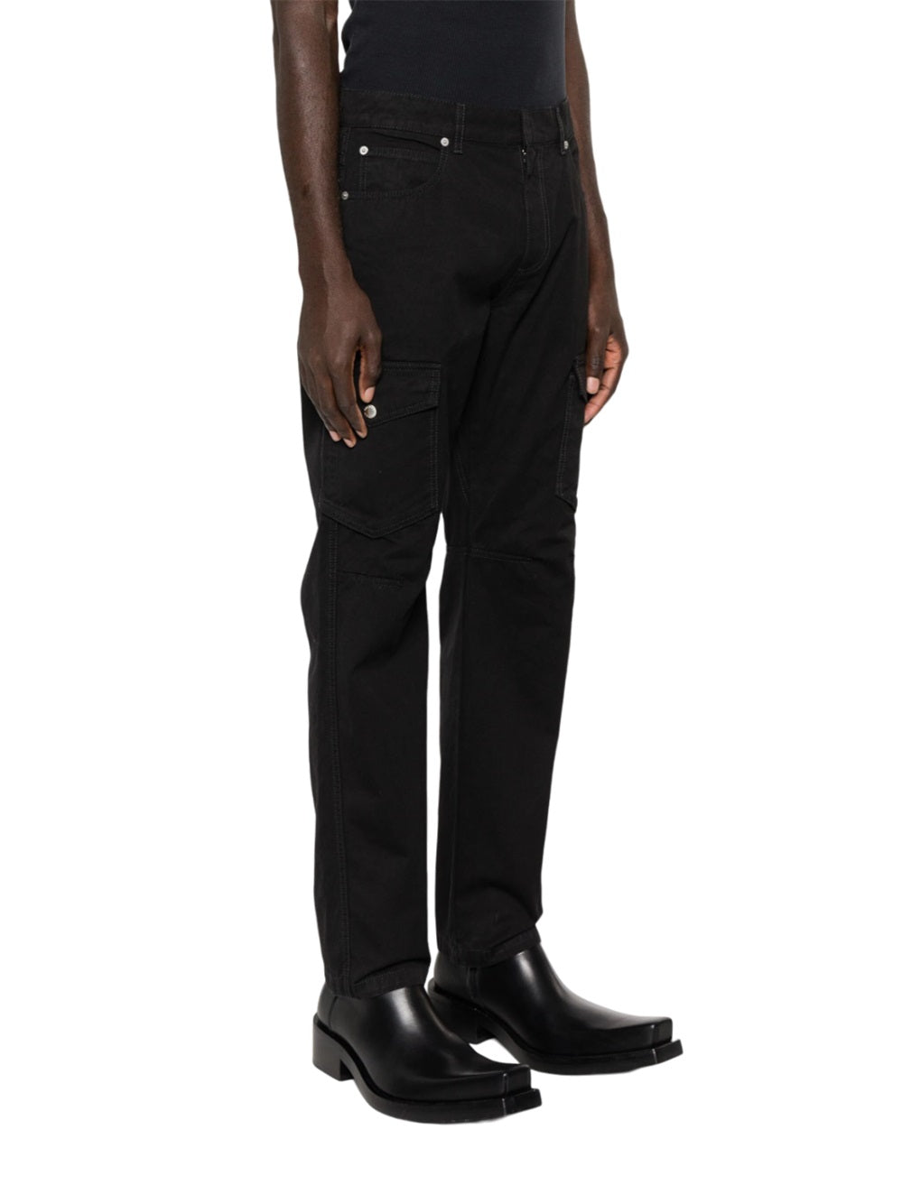 Tapered trousers with patch