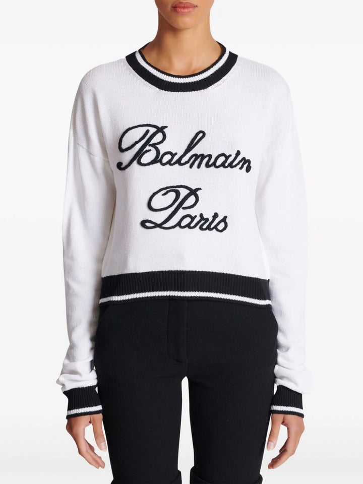 Crew-neck sweater with embroidery