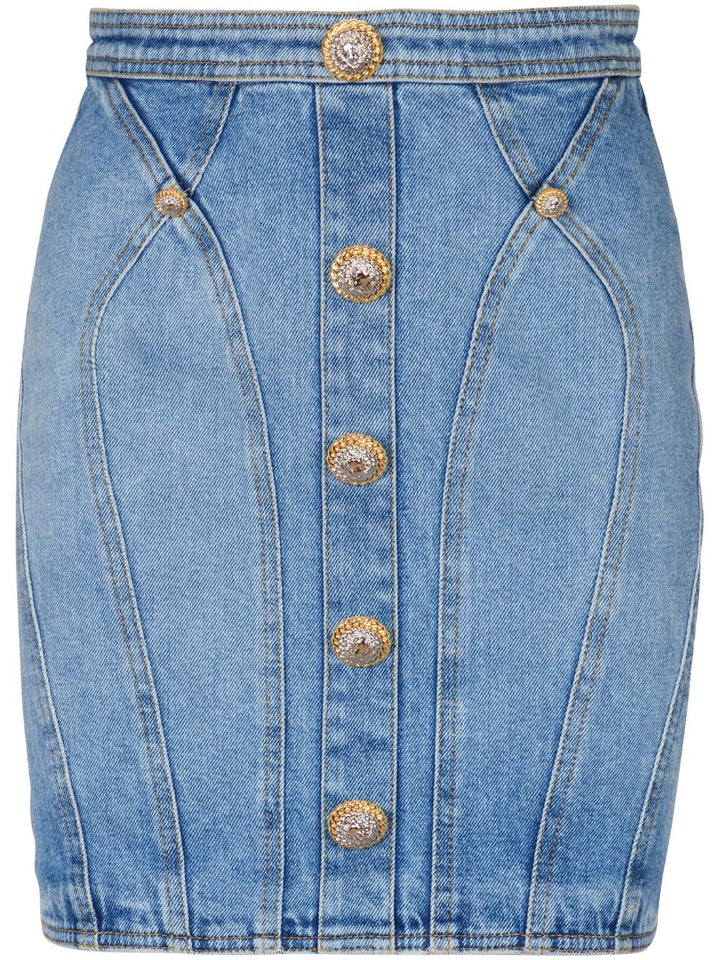 Denim mini skirt with buttons