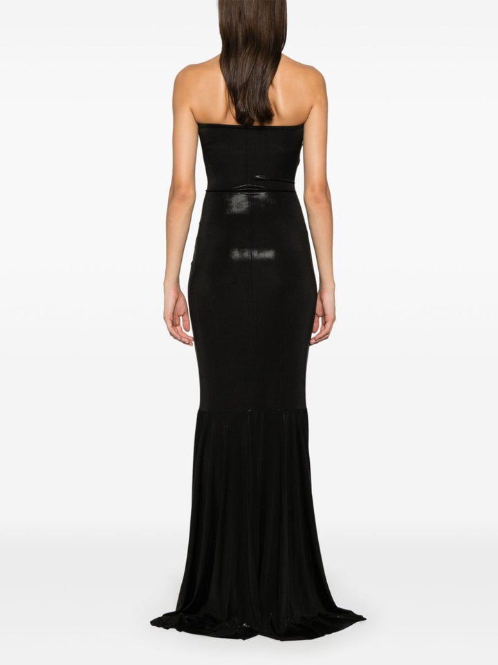 Strapless shirred front fishtail gown