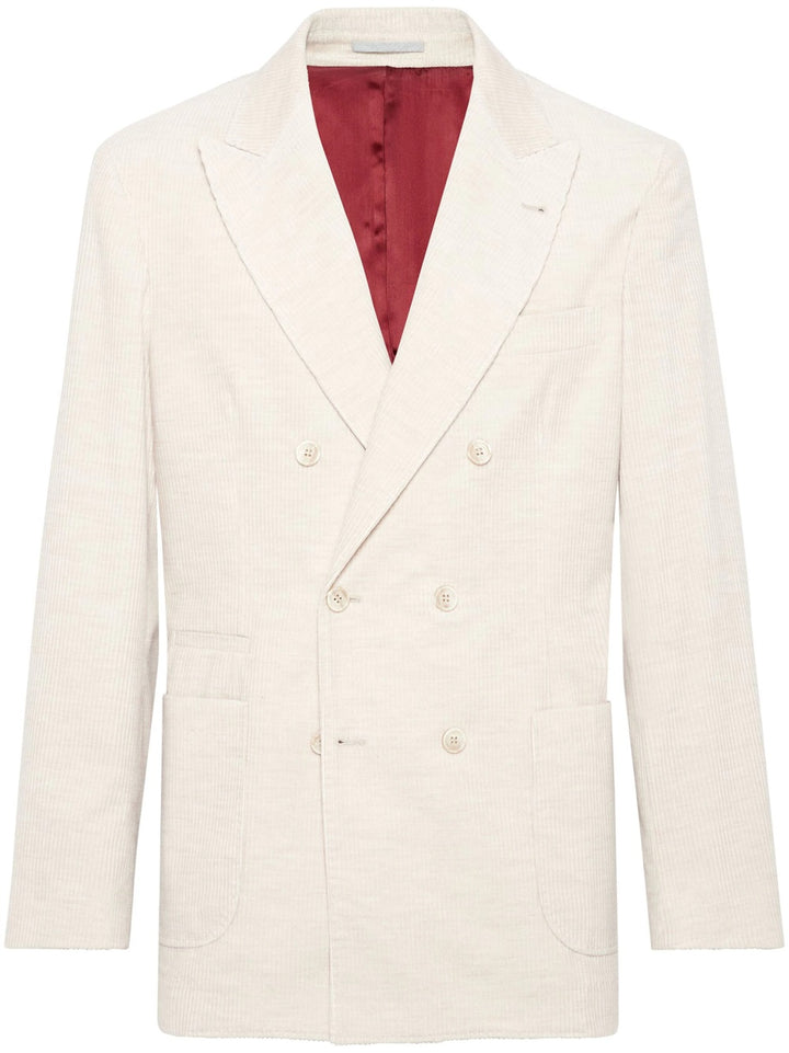 Double-breasted ribbed blazer