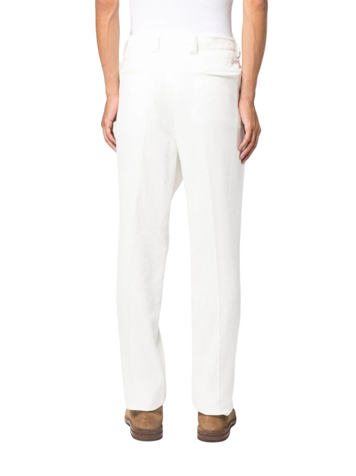 Chinos with off-center closure