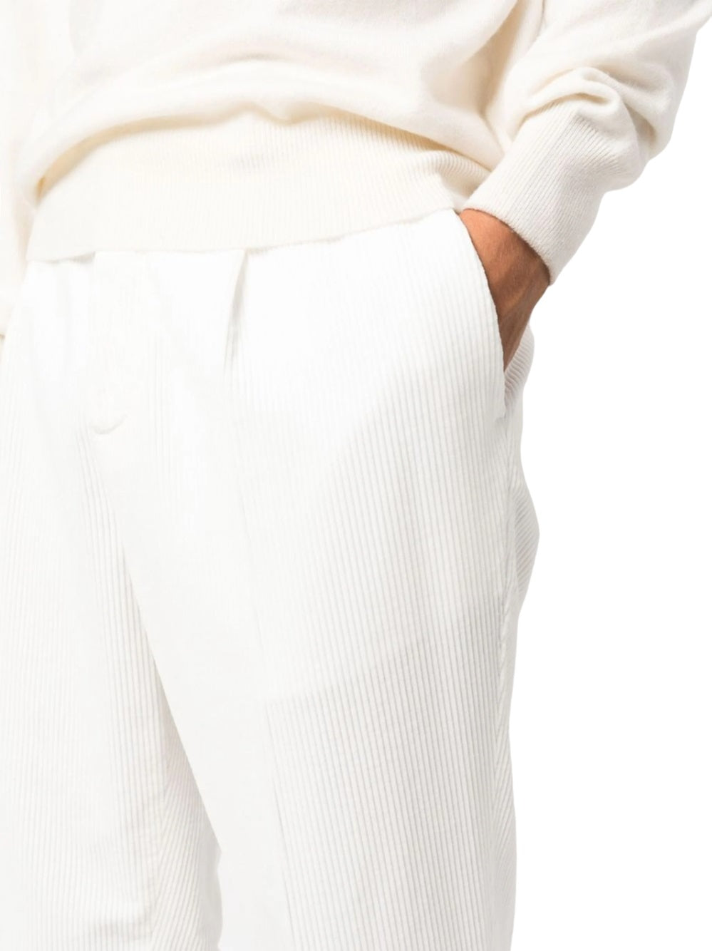 Chinos with off-center closure