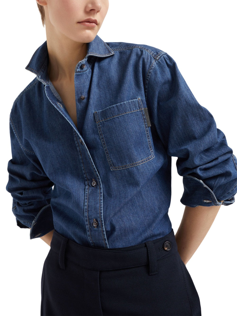 Denim shirt with Monili detail