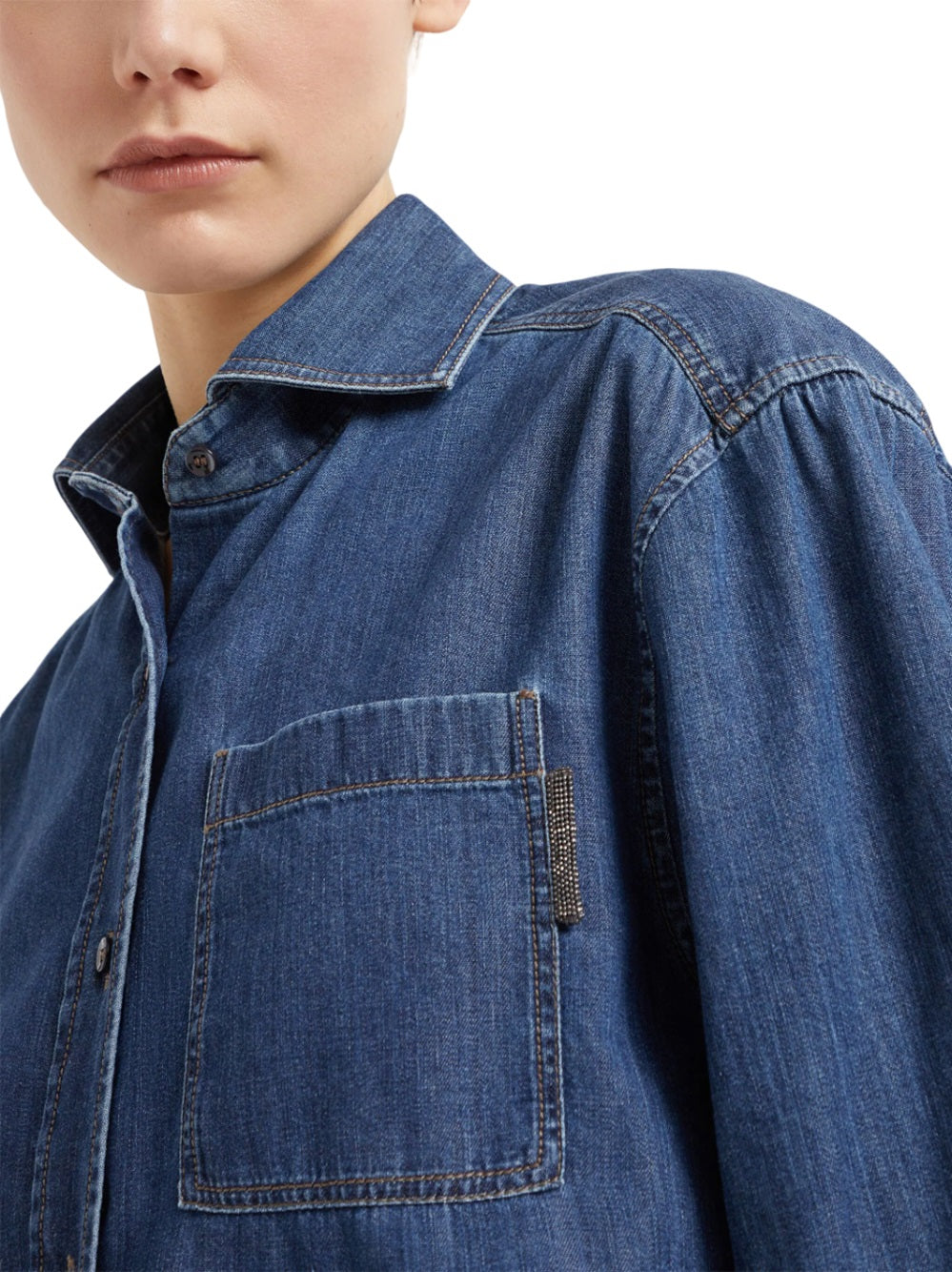 Denim shirt with Monili detail