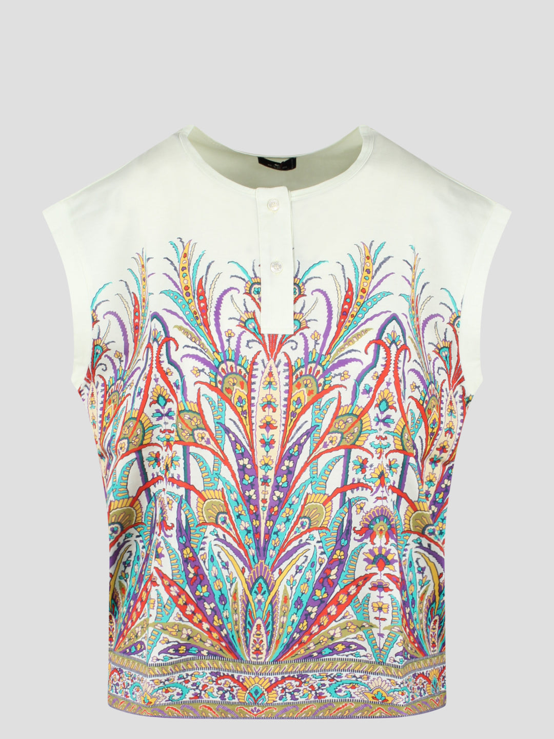 Henley-neck printed t-shirt