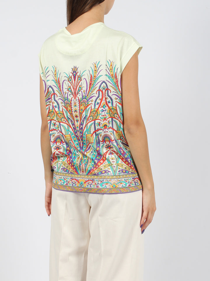 Henley-neck printed t-shirt