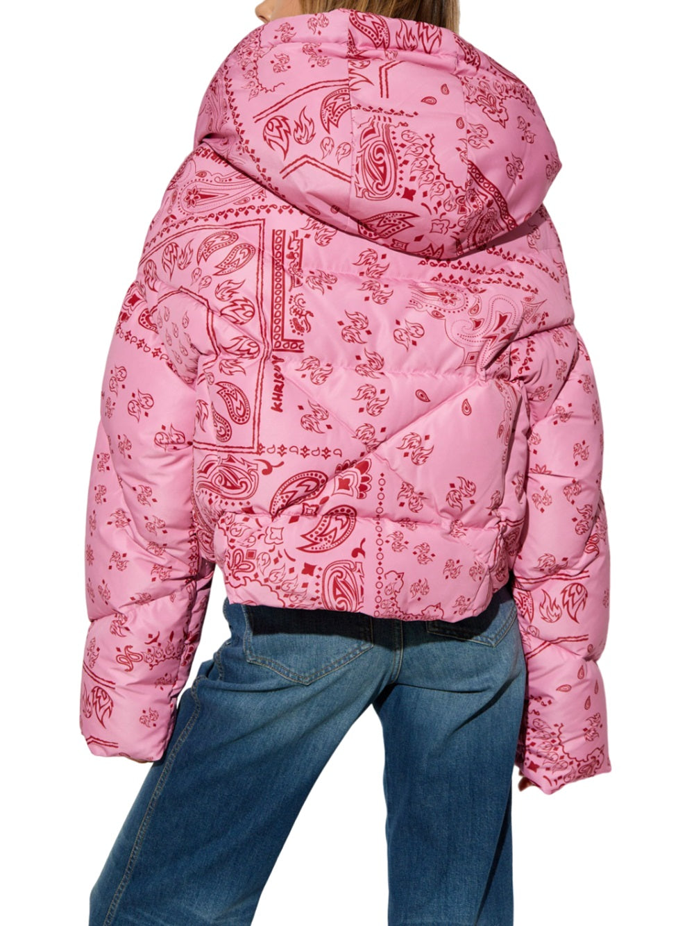 Down jacket with paisley print