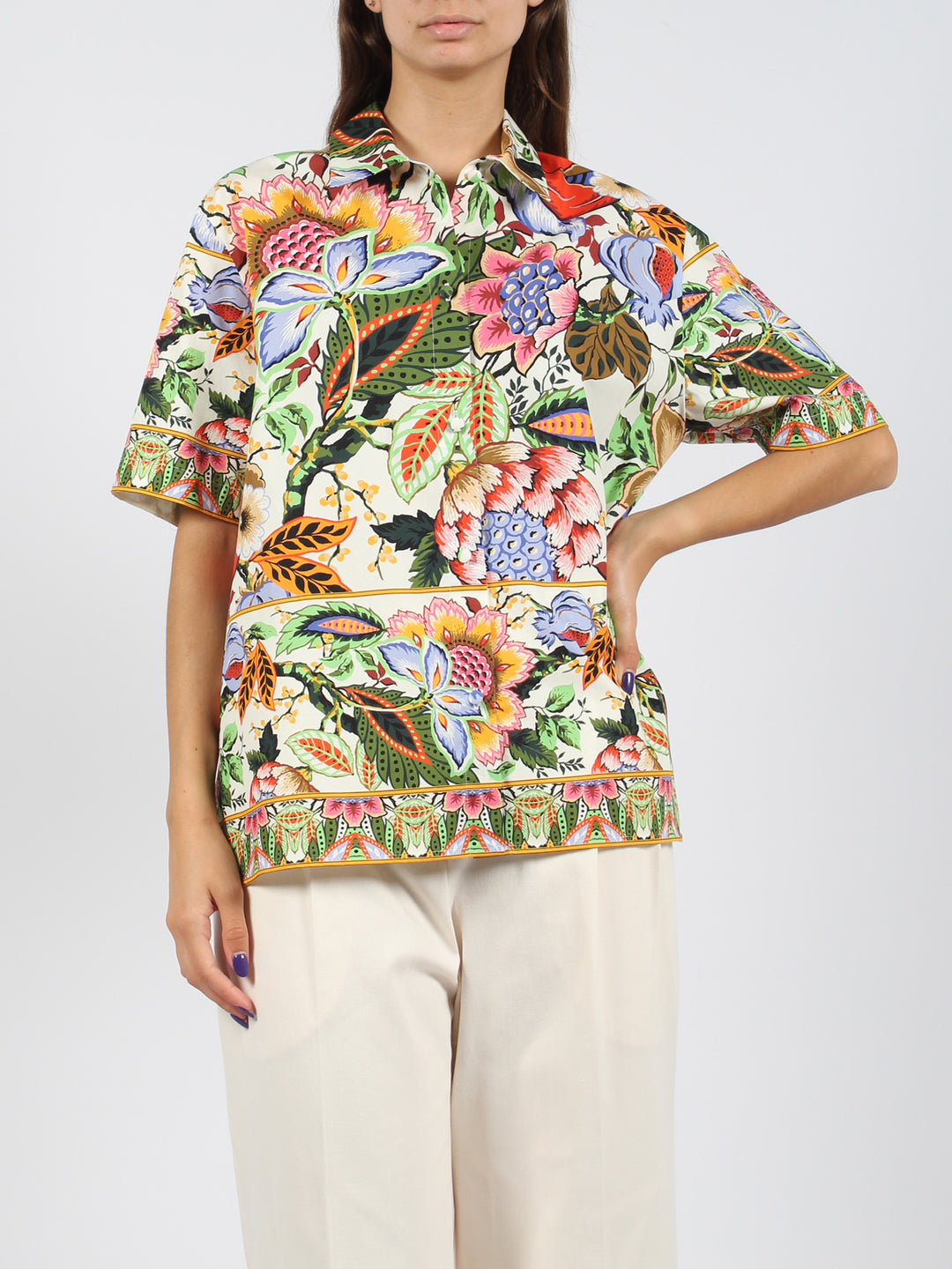 Bouquet print cotton shirt