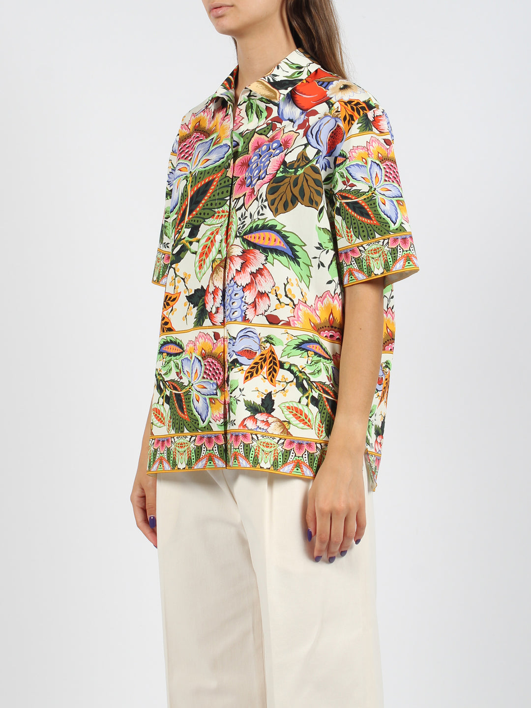 Bouquet print cotton shirt