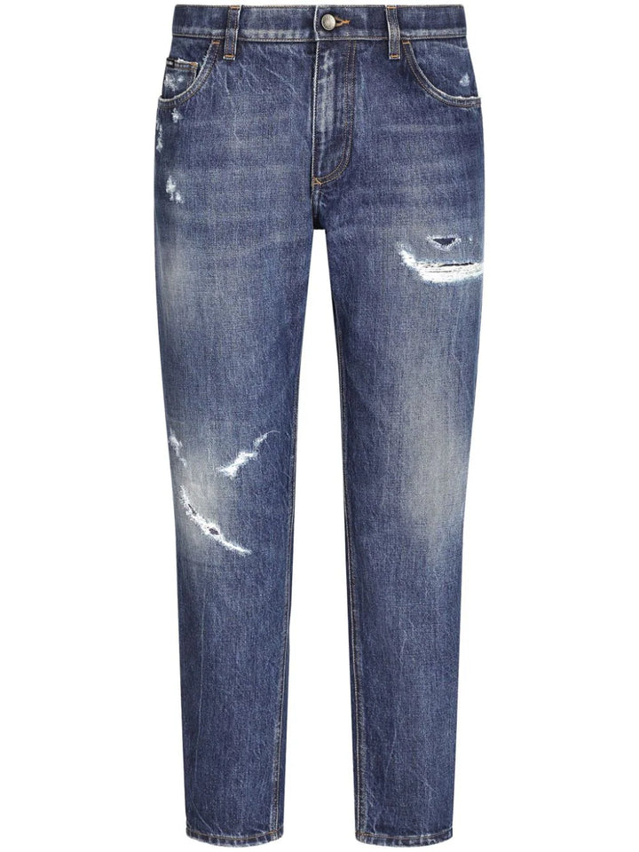 Straight jeans with a worn effect