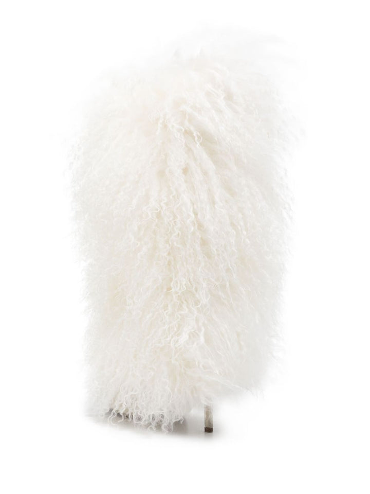 Furry stiletto midcalf boot