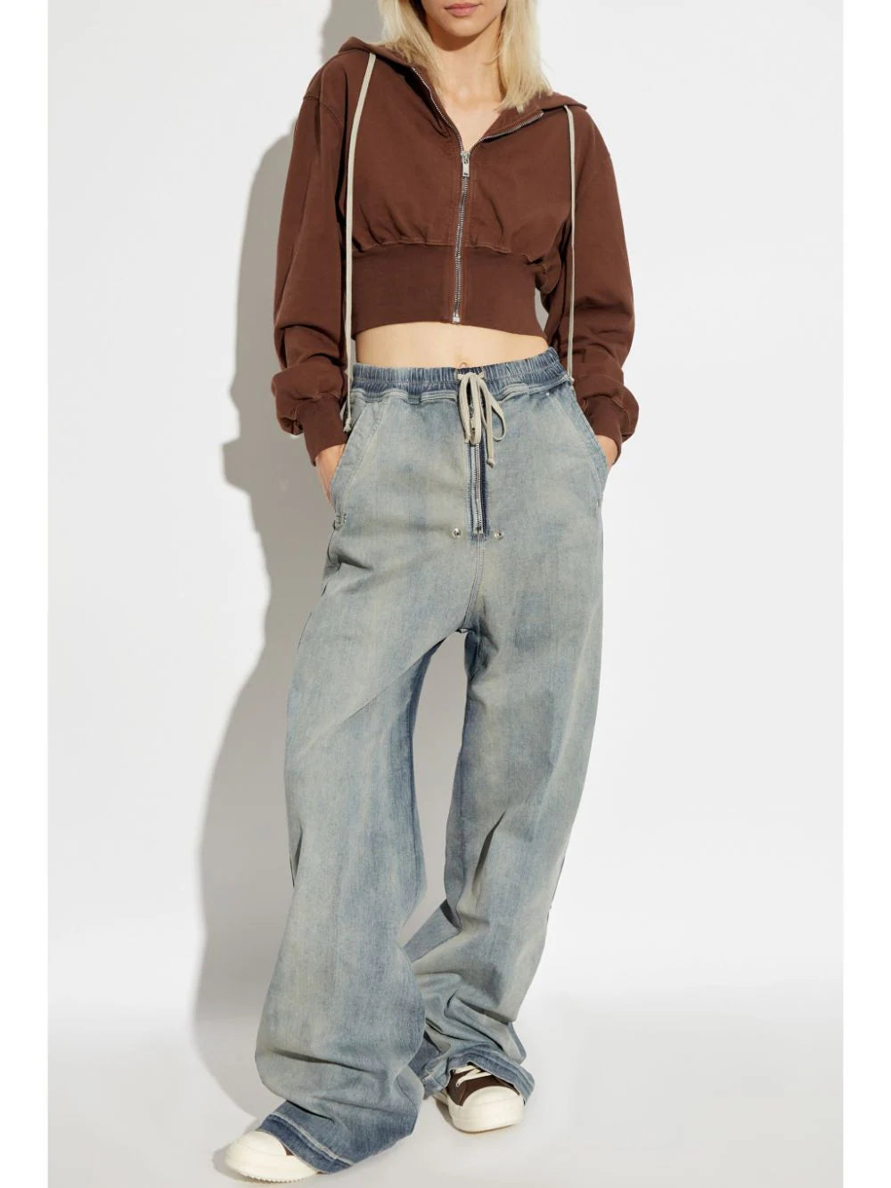 Wide leg trousers with drawstring