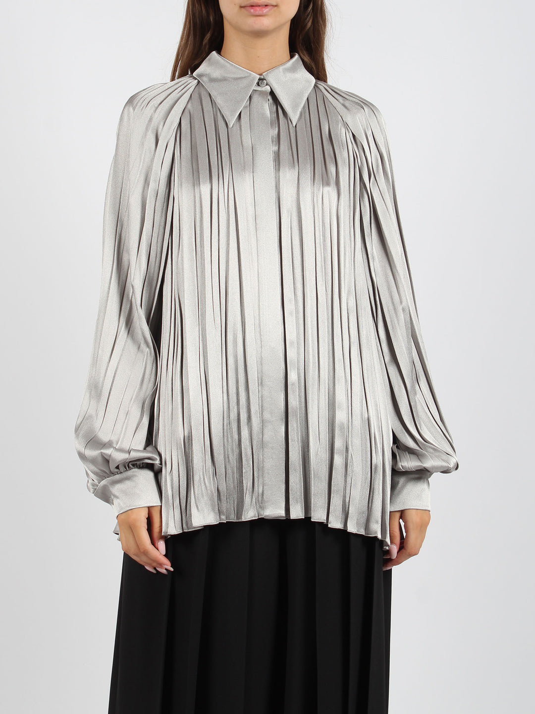 Satin pleated shirt