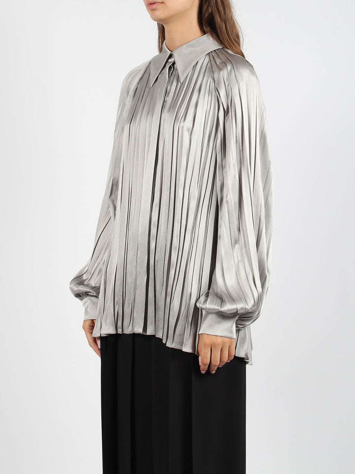 Satin pleated shirt