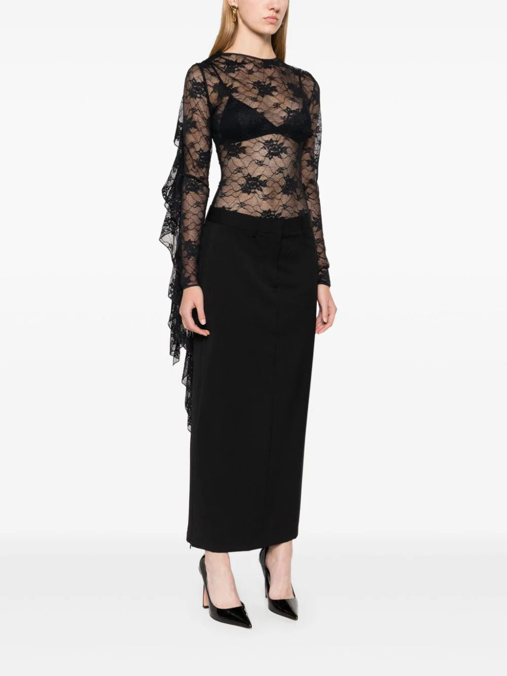 Lace volant sleeves body