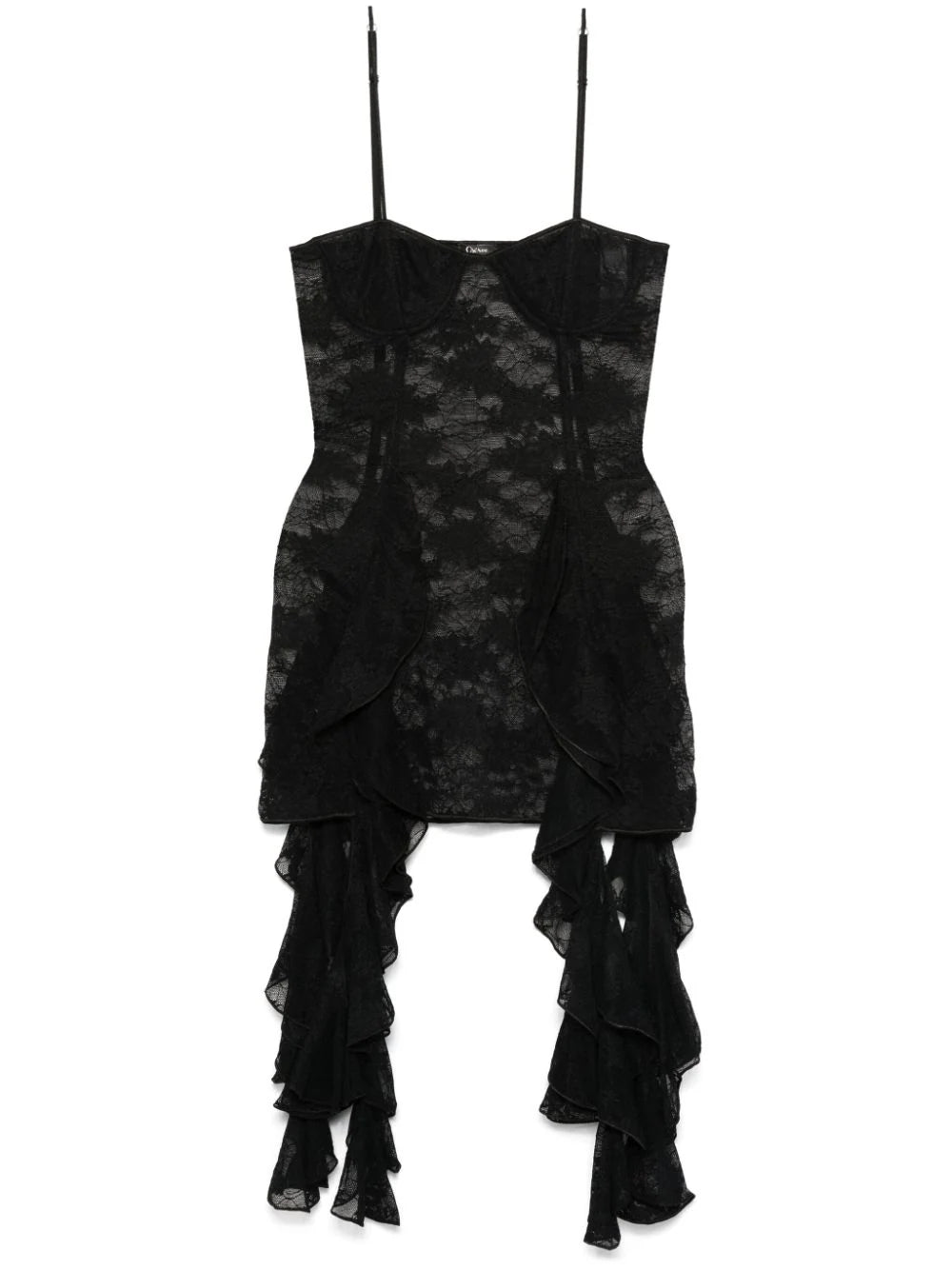 Lace volant mini dress