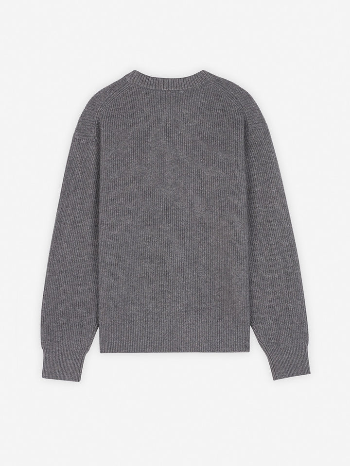 Fox-patch ribbed-knit jumper