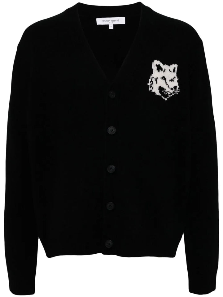 Cardigan with fox head inlay