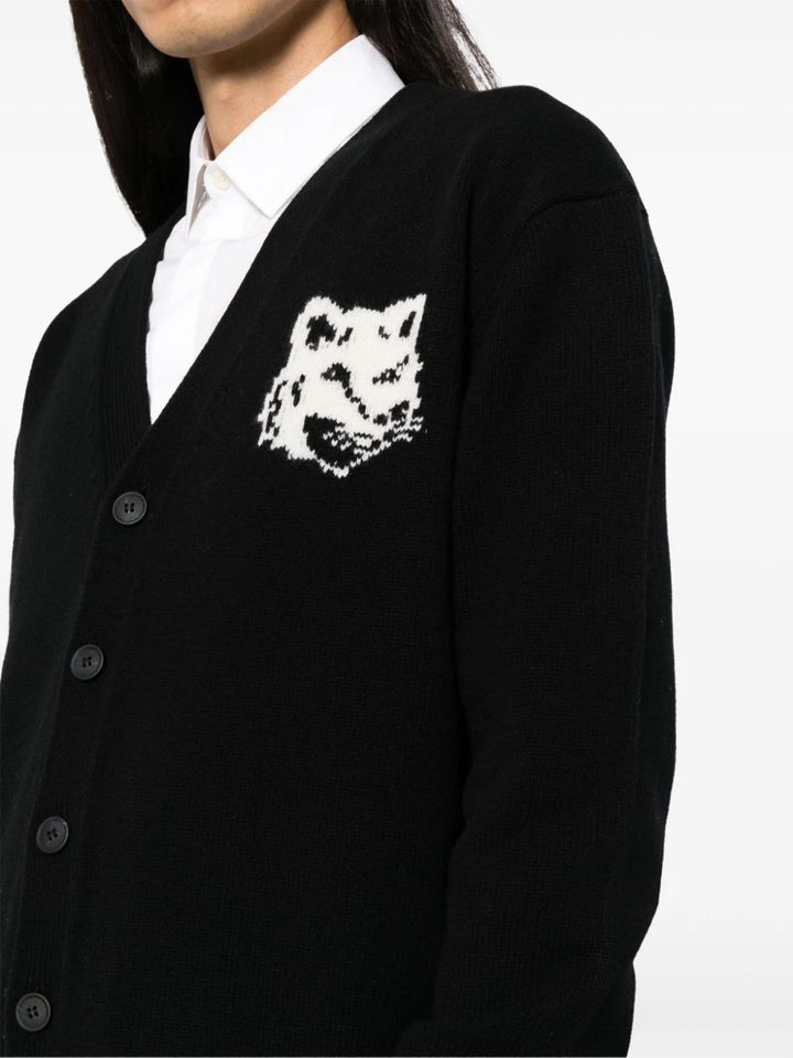 Cardigan with fox head inlay