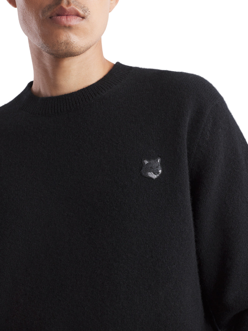 Bold fox head patch regular jumper in lambswool