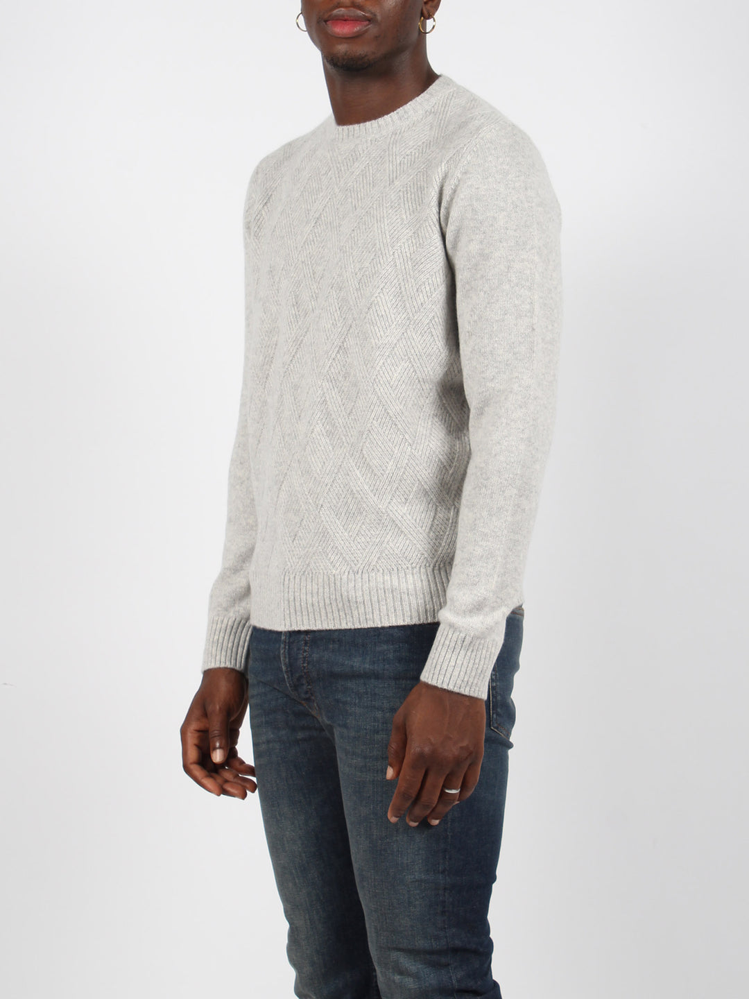 Herringbone plain cashmere resort sweater