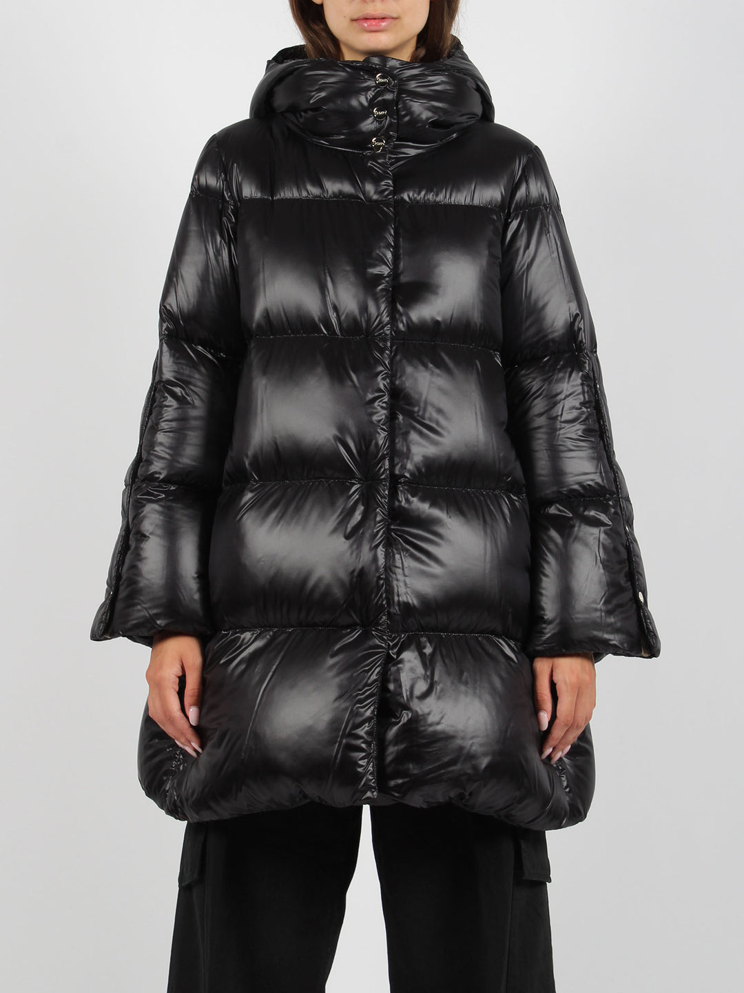 A-line midi down jacket