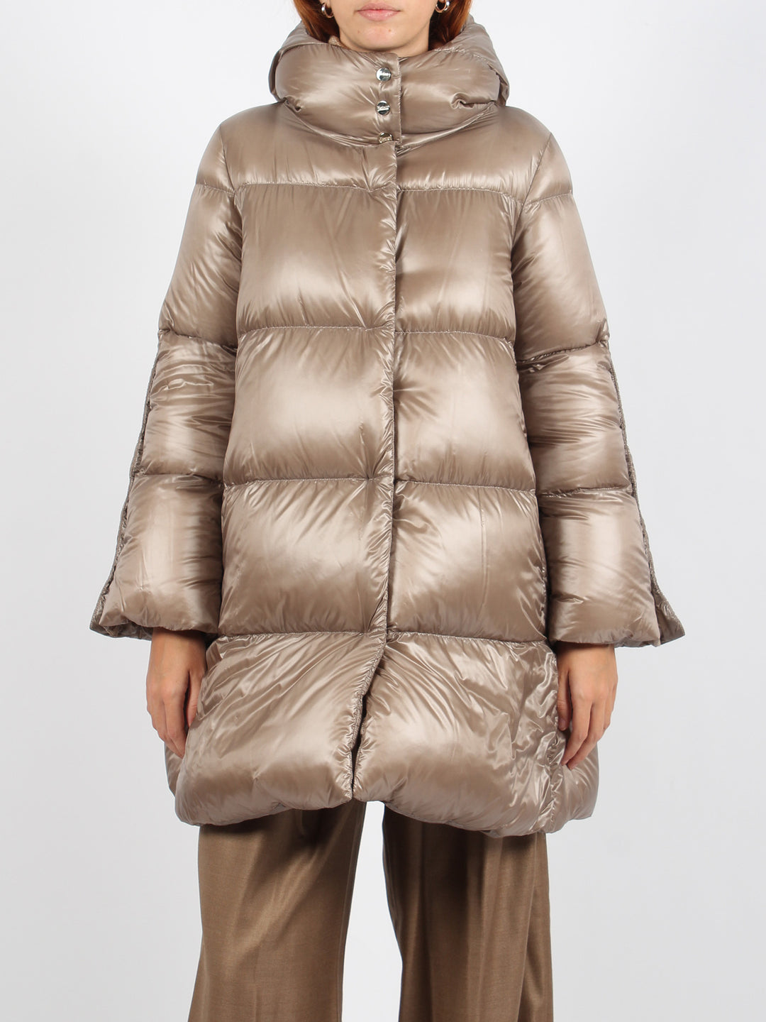 A-line midi down jacket