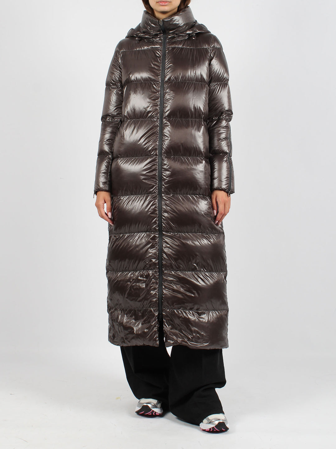 Nylon long down jacket