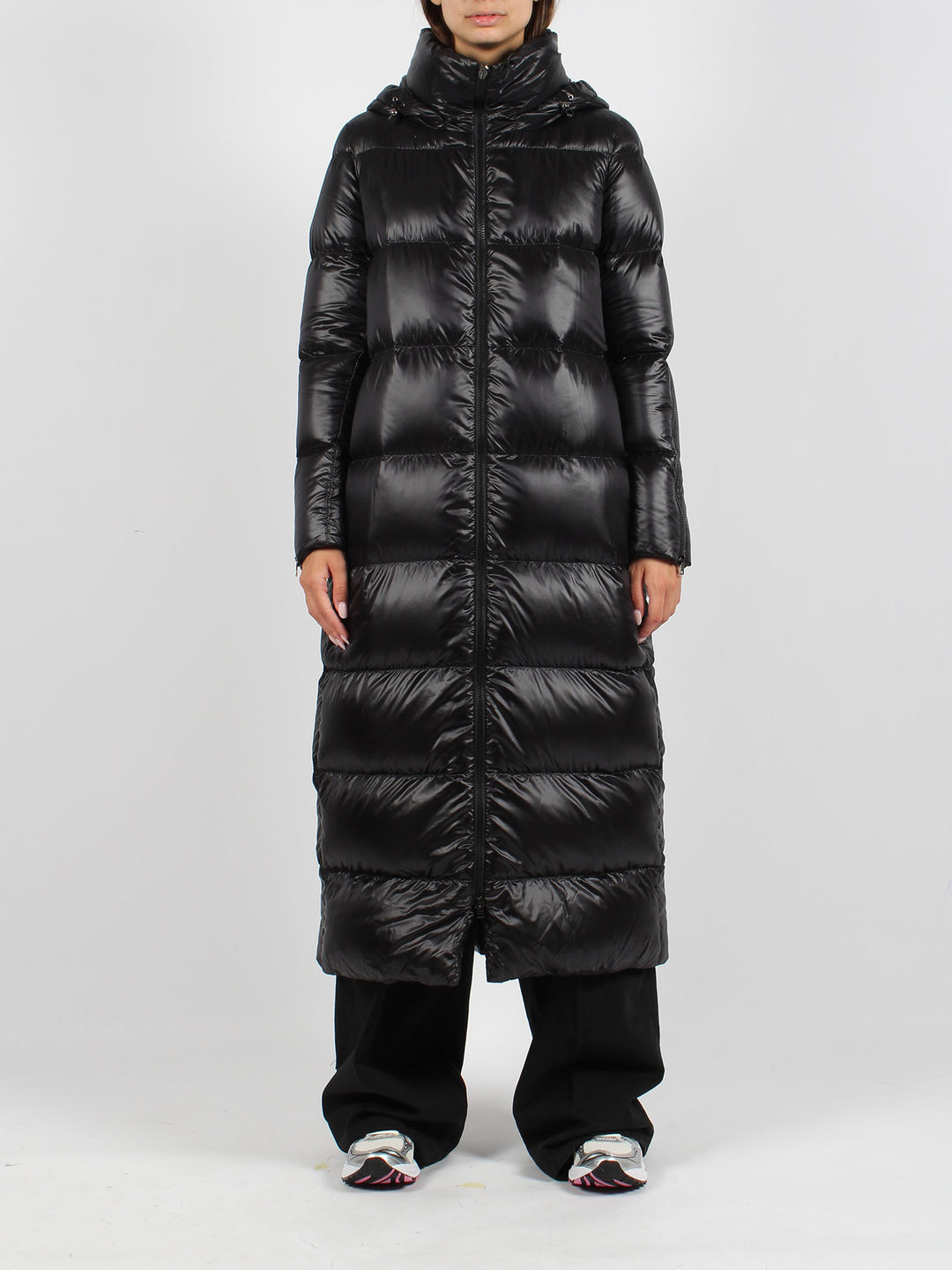 Nylon long down jacket