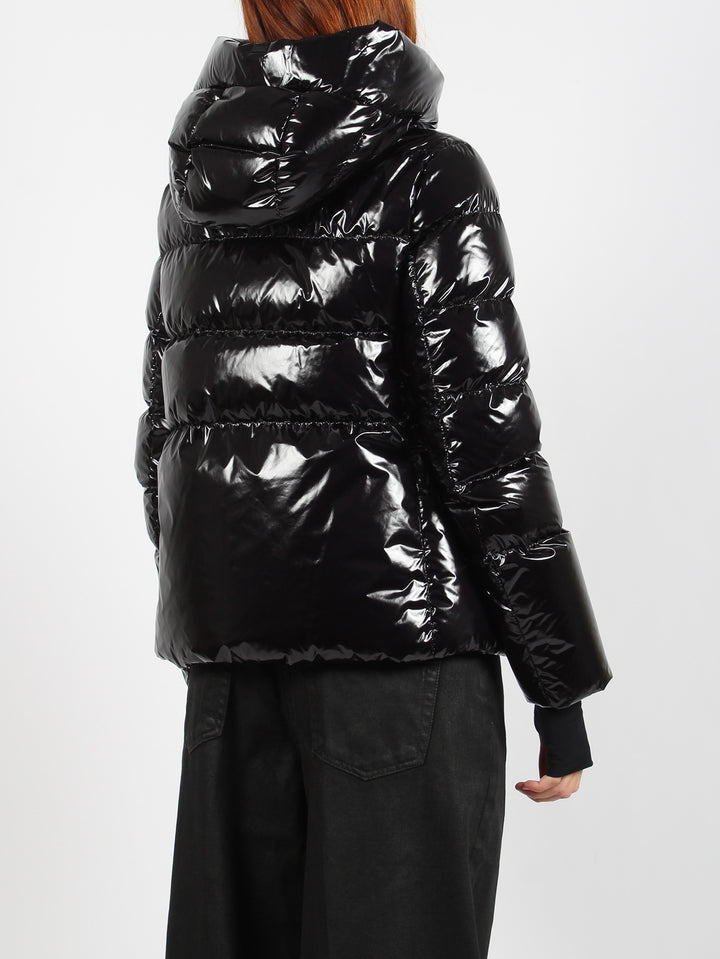 Hooded padded down jacket