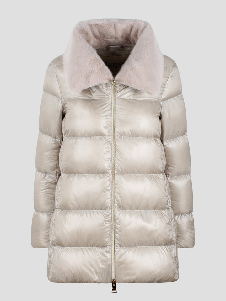 Eco-fur collar down jacket