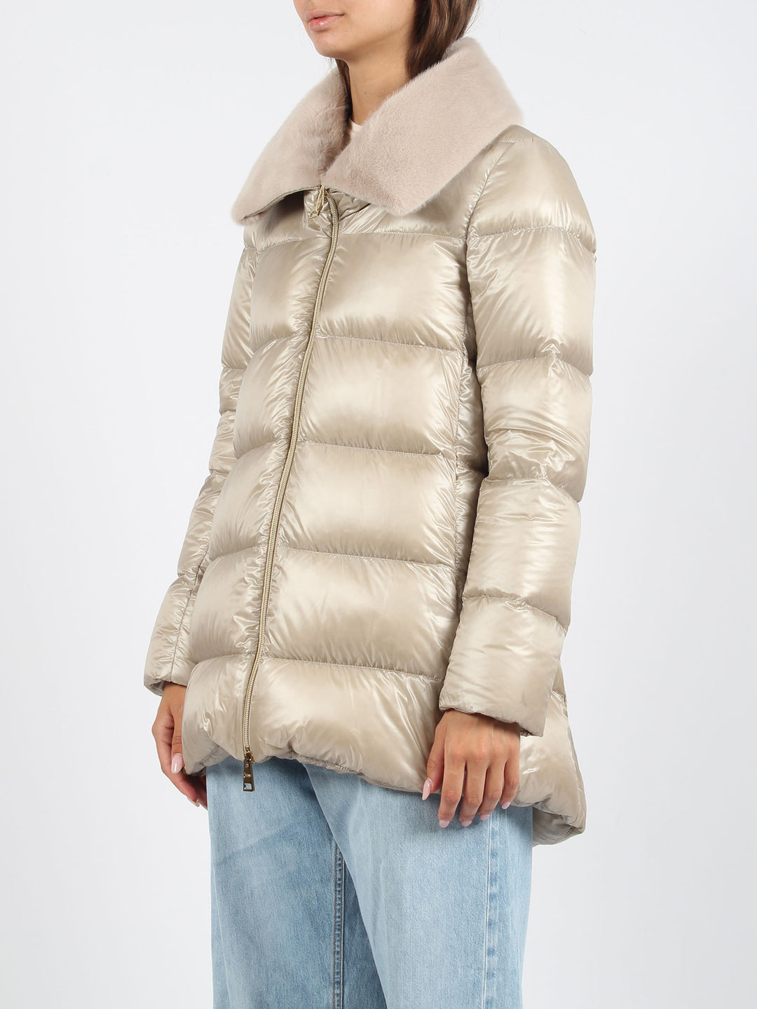 Eco-fur collar down jacket