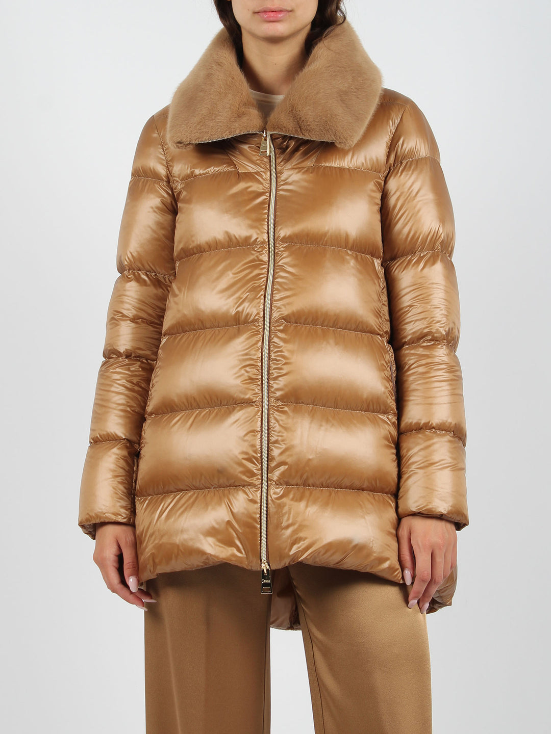 Eco-fur collar down jacket