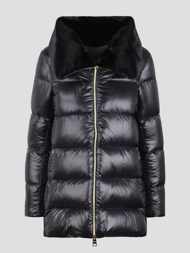 Eco-fur collar down jacket