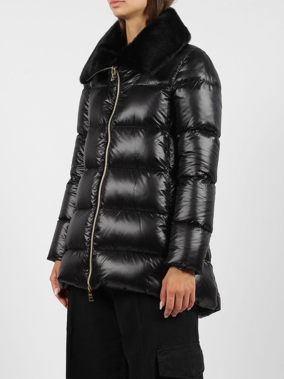 Eco-fur collar down jacket