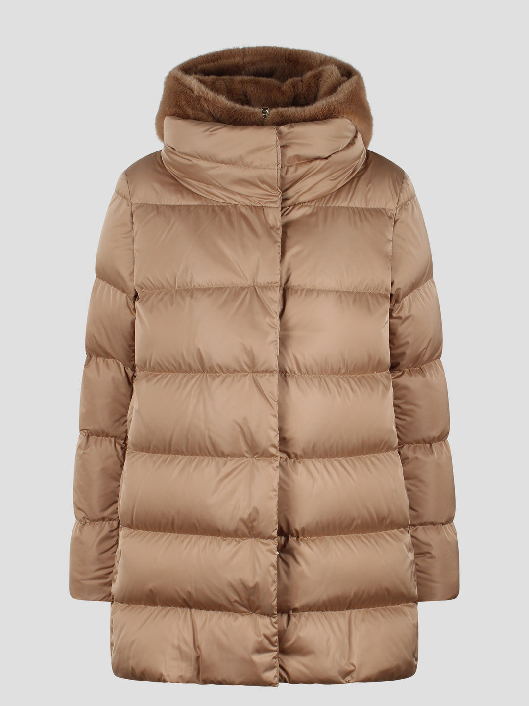 Eco fur double front down jacket