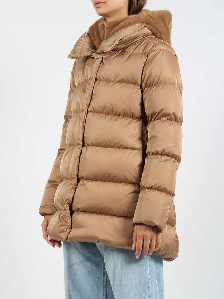 Eco fur double front down jacket