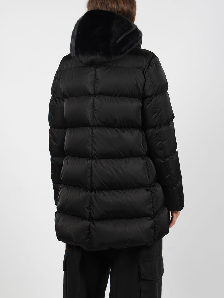 Eco fur double front down jacket