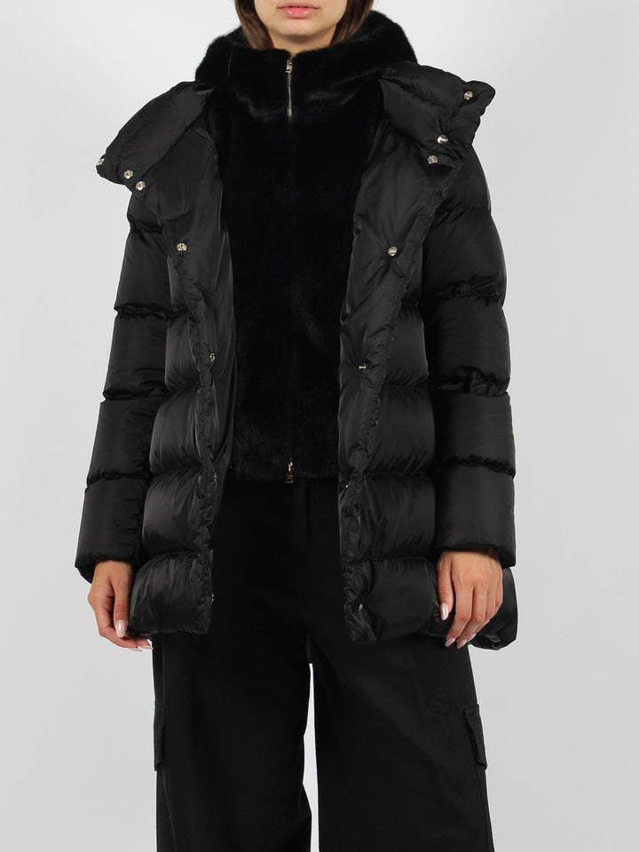 Eco fur double front down jacket