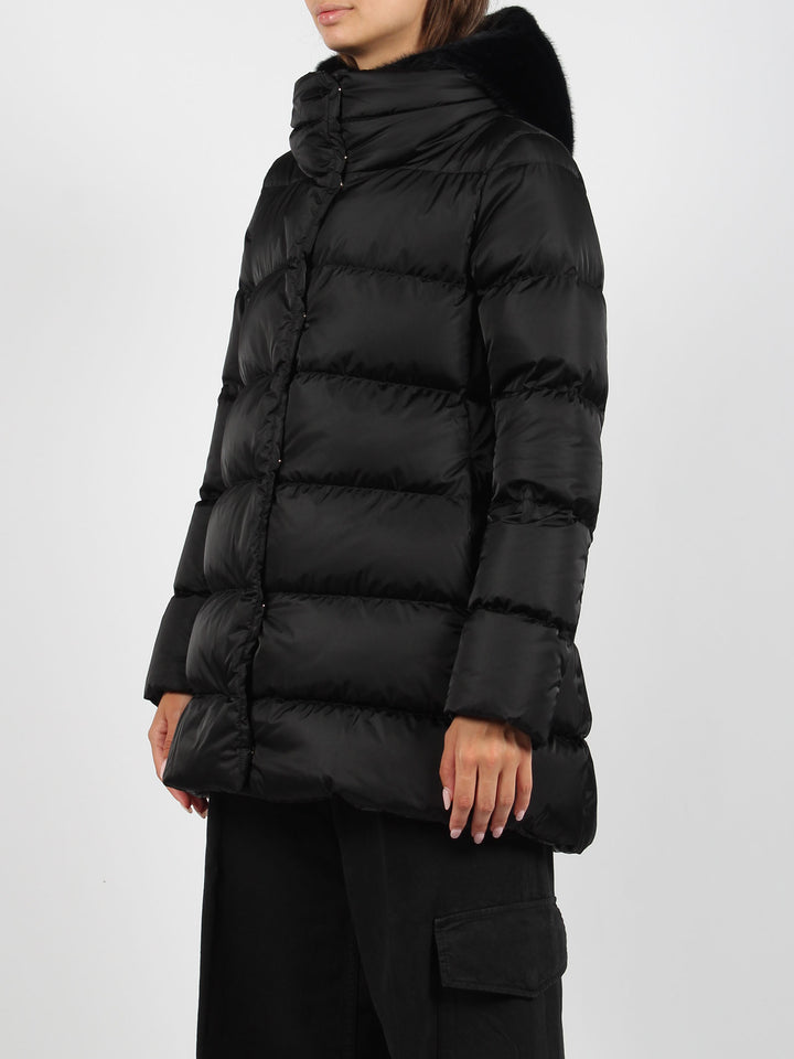 Eco fur double front down jacket