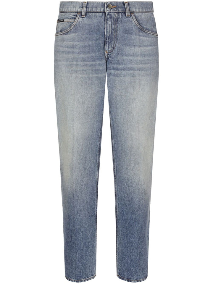 Straight leg stonewashed jeans